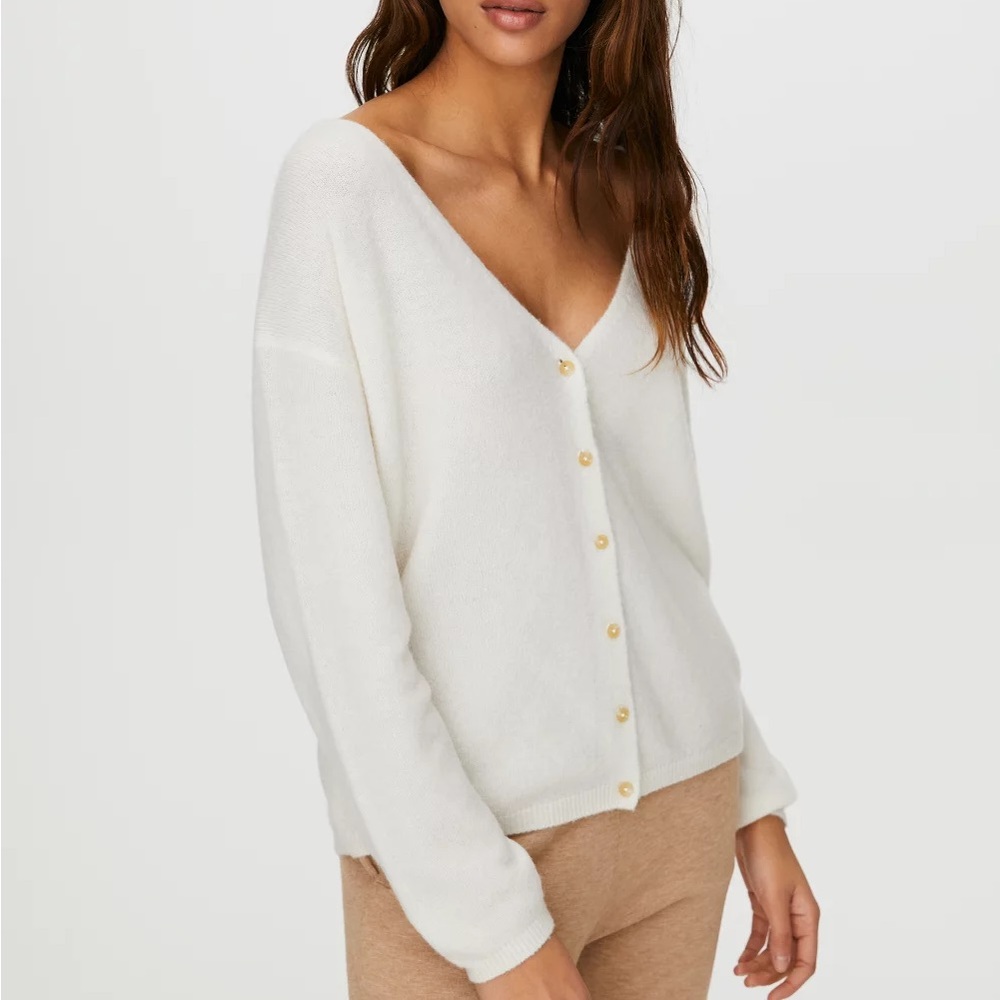 Aritzia The Group by Babaton Lounge Wool Blend Cardigan in Oak